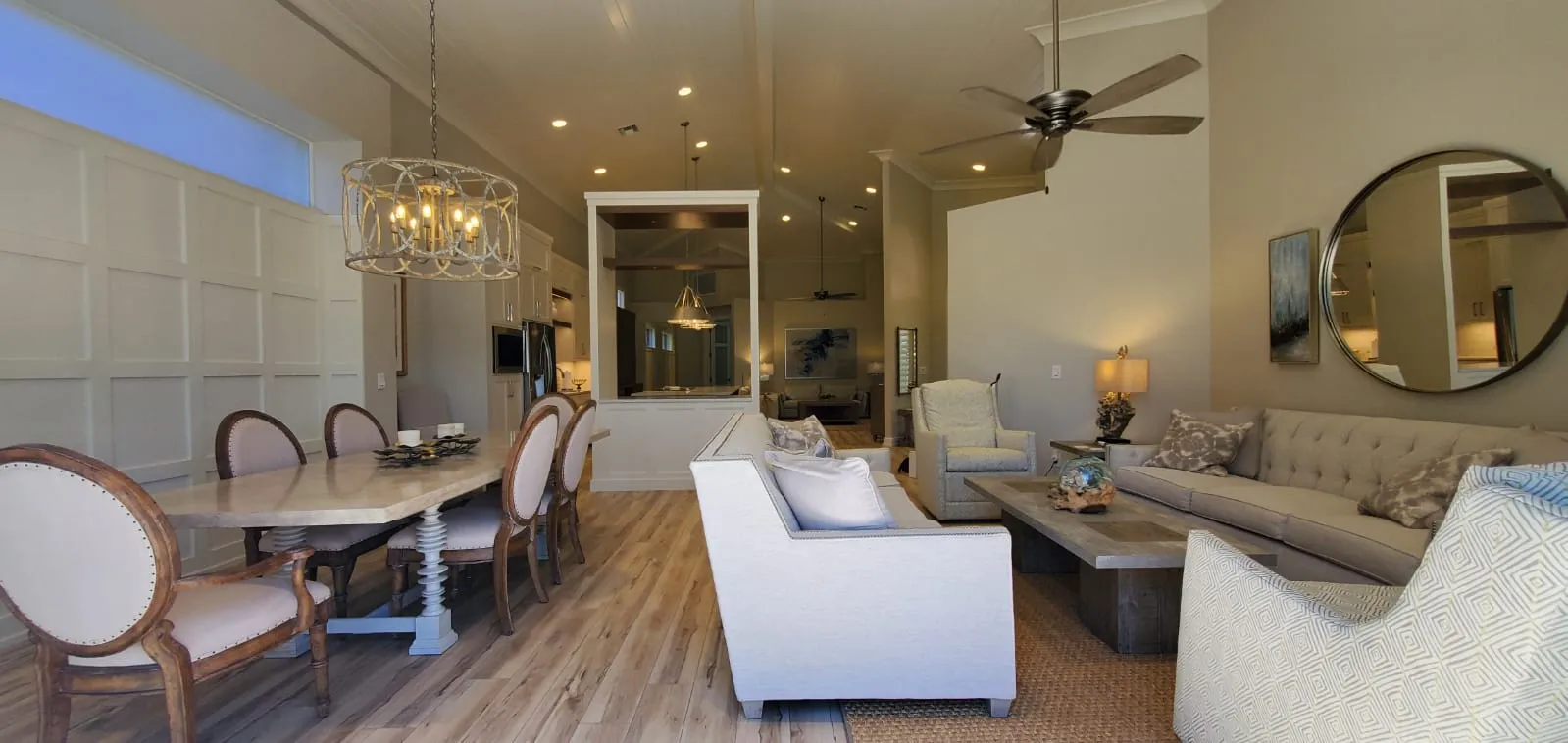 Dining and living room after interior renovation
